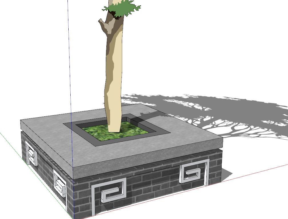 方形树池sketchup模型37-SU建筑景观室内模型