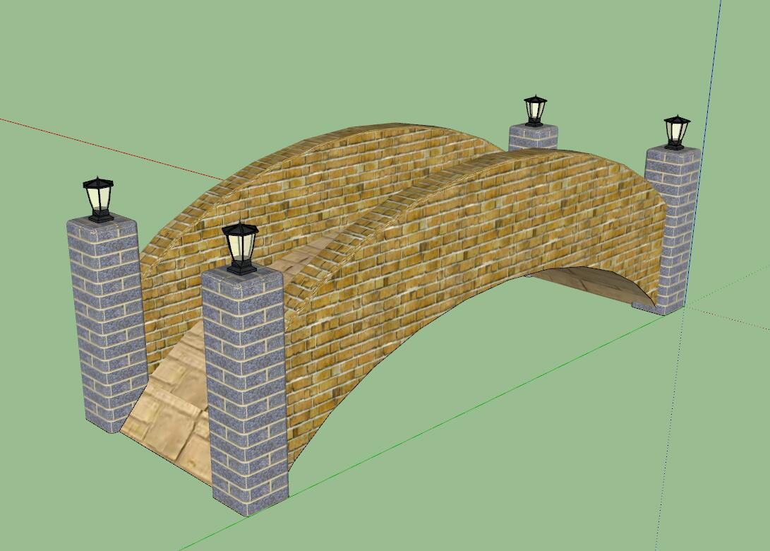 拱桥sketchup模型17-SU建筑景观室内模型