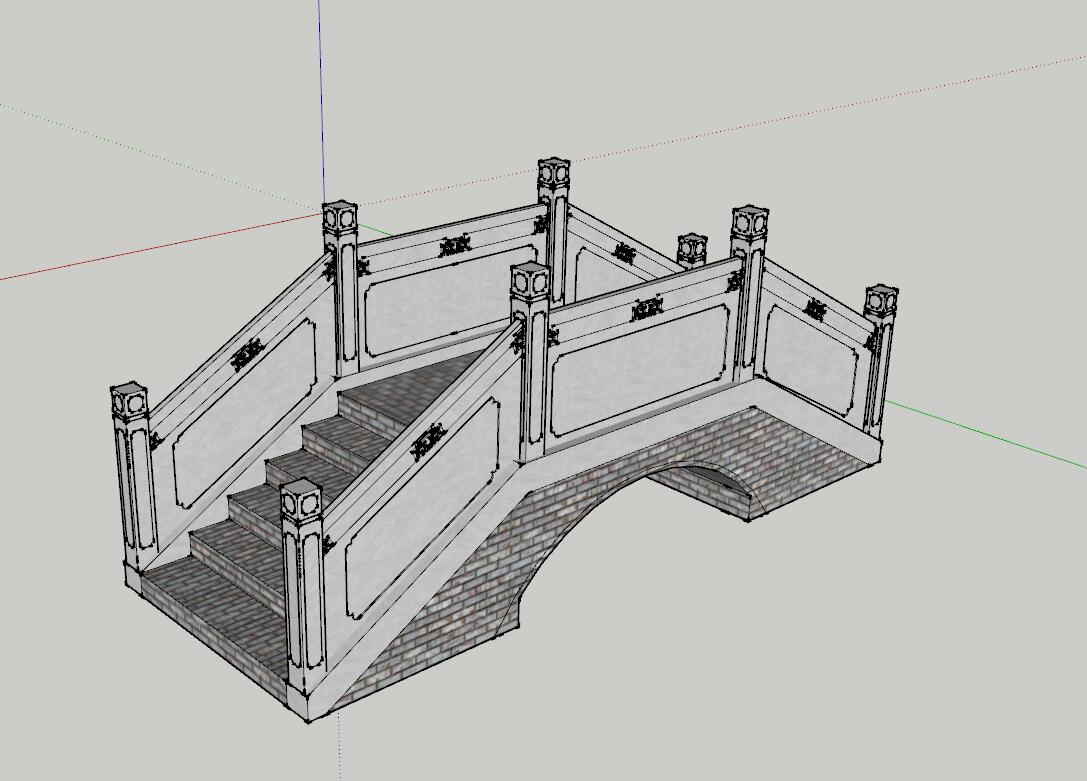 景观桥sketchup模型14-SU建筑景观室内模型