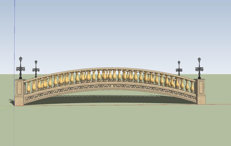 景观桥sketchup模型31-SU建筑景观室内模型