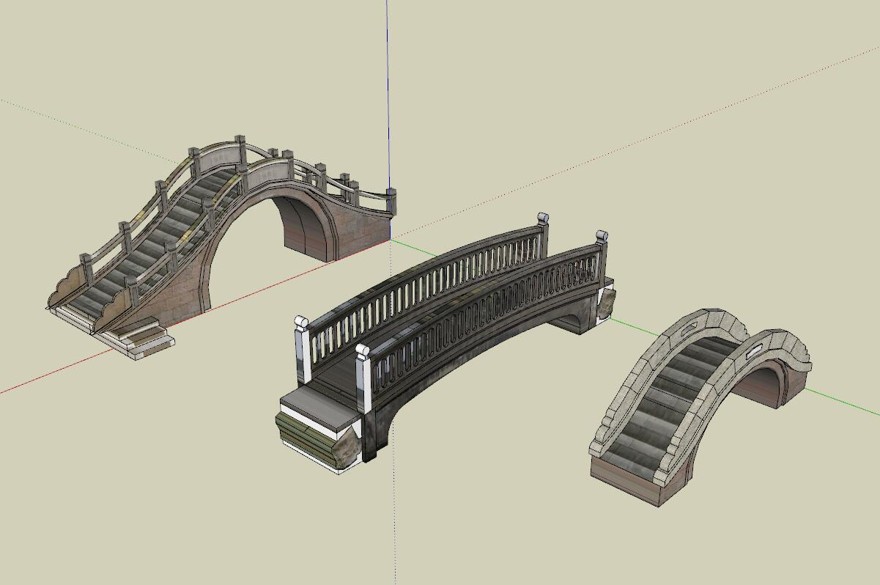 景观桥sketchup模型39-SU建筑景观室内模型