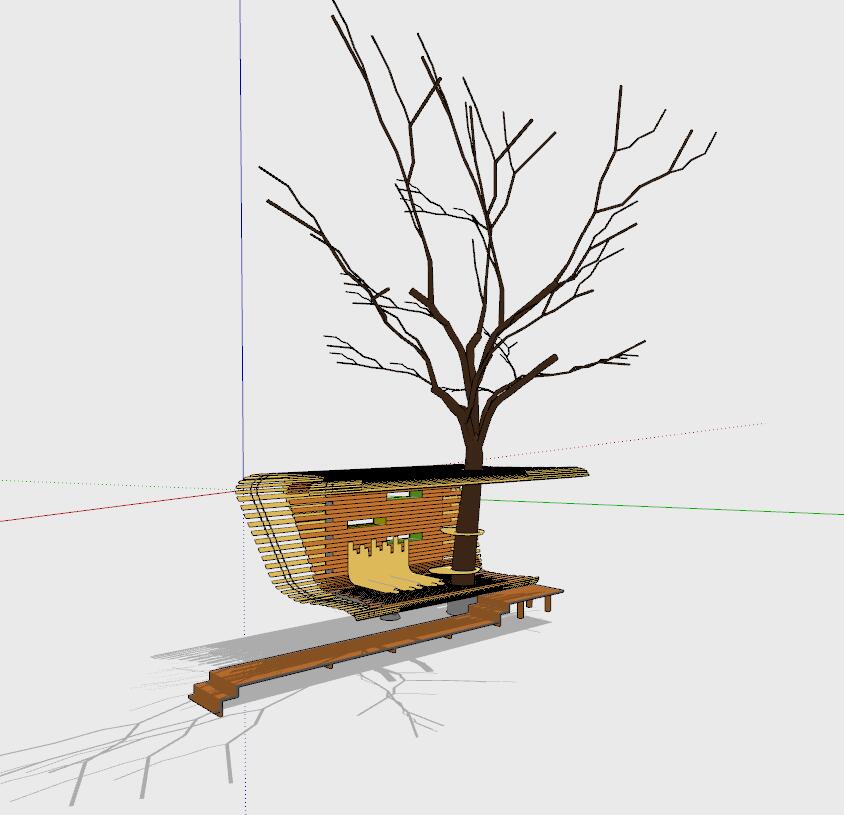 廊架sketchup模型3-SU建筑景观室内模型