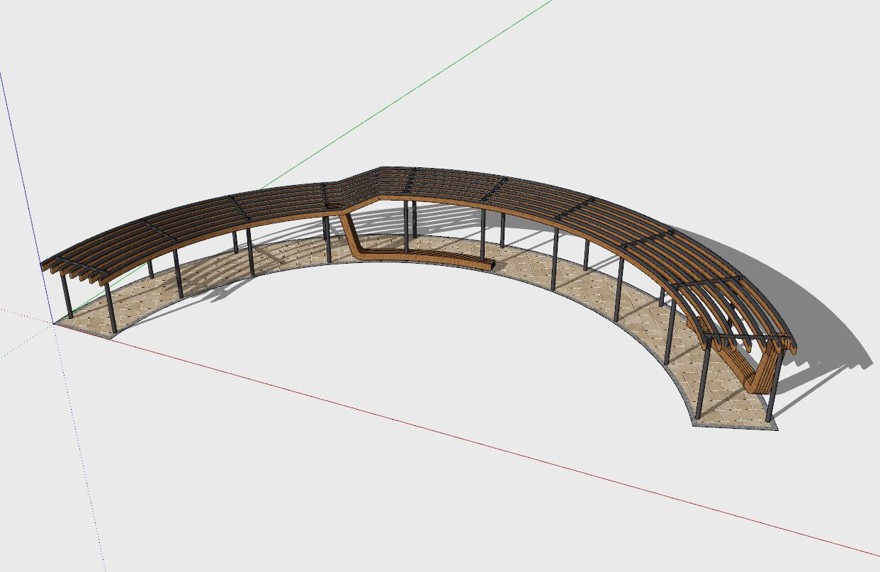 廊架sketchup模型24-SU建筑景观室内模型