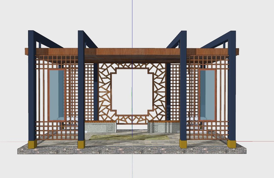 廊架sketchup模型26-SU建筑景观室内模型