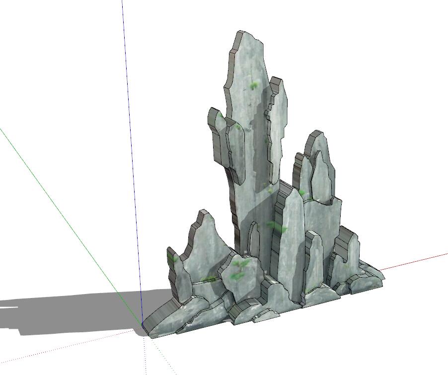 假山置石叠水sketchup模型2-SU建筑景观室内模型