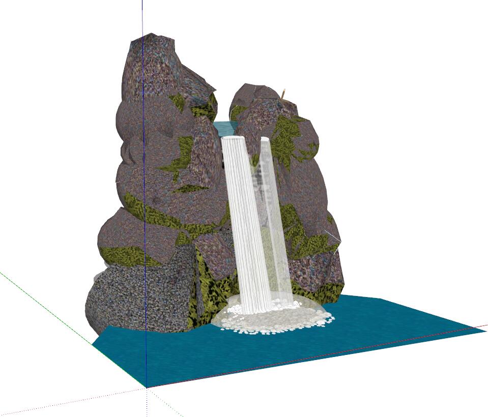 假山置石叠水sketchup模型24-SU建筑景观室内模型