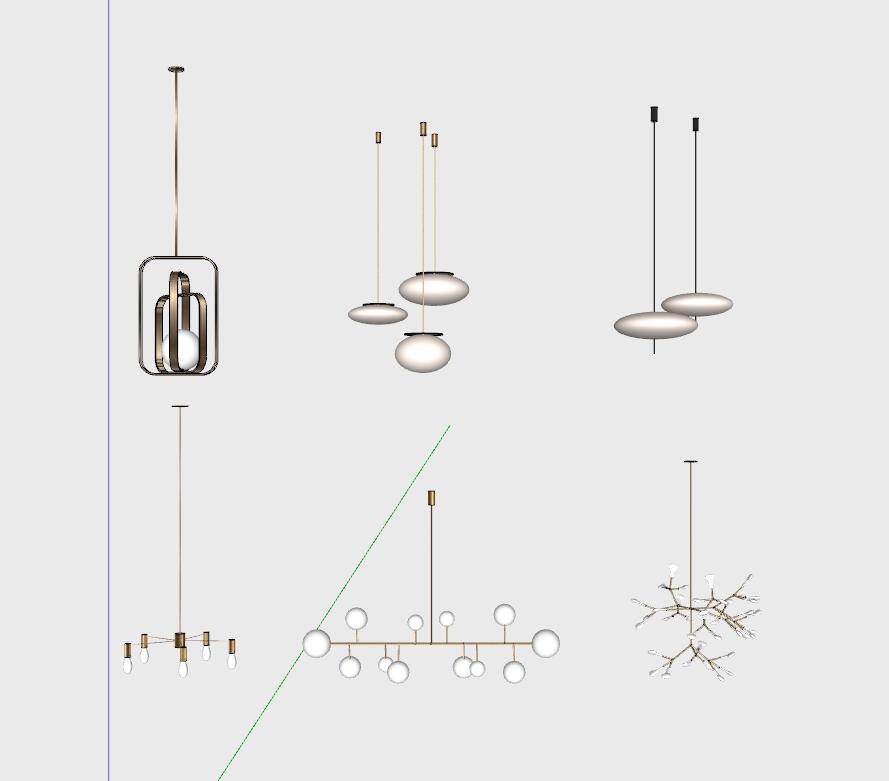 轻奢灯具壁灯台灯吊灯落地灯sketchup模型6-SU建筑景观室内模型