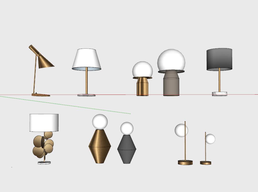 轻奢灯具壁灯台灯吊灯落地灯sketchup模型14-SU建筑景观室内模型