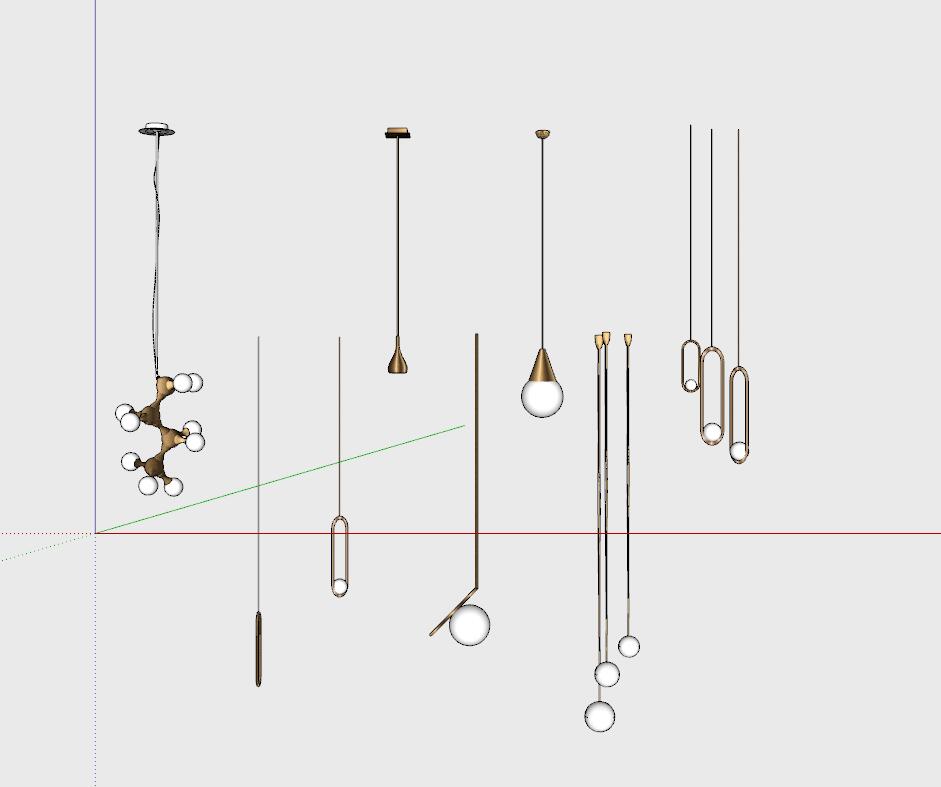 轻奢灯具壁灯台灯吊灯落地灯sketchup模型16-SU建筑景观室内模型