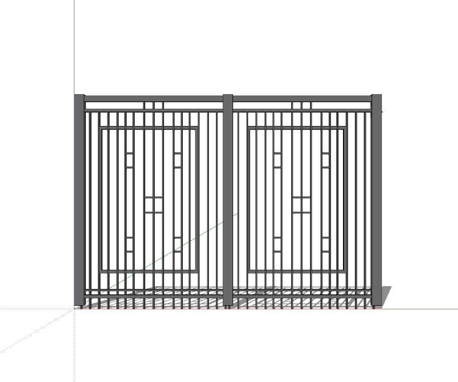 新中式风格铁艺门sketchup模型12-SU建筑景观室内模型