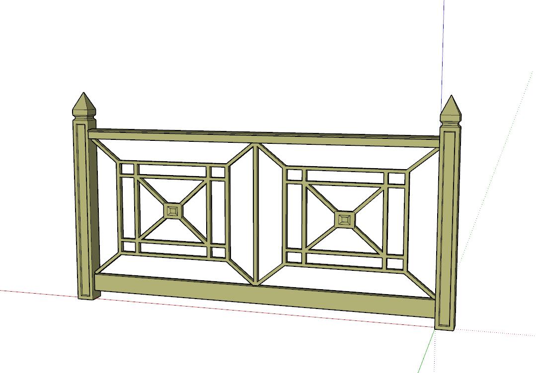 栏杆围栏SU模型sketchup模型34-SU建筑景观室内模型