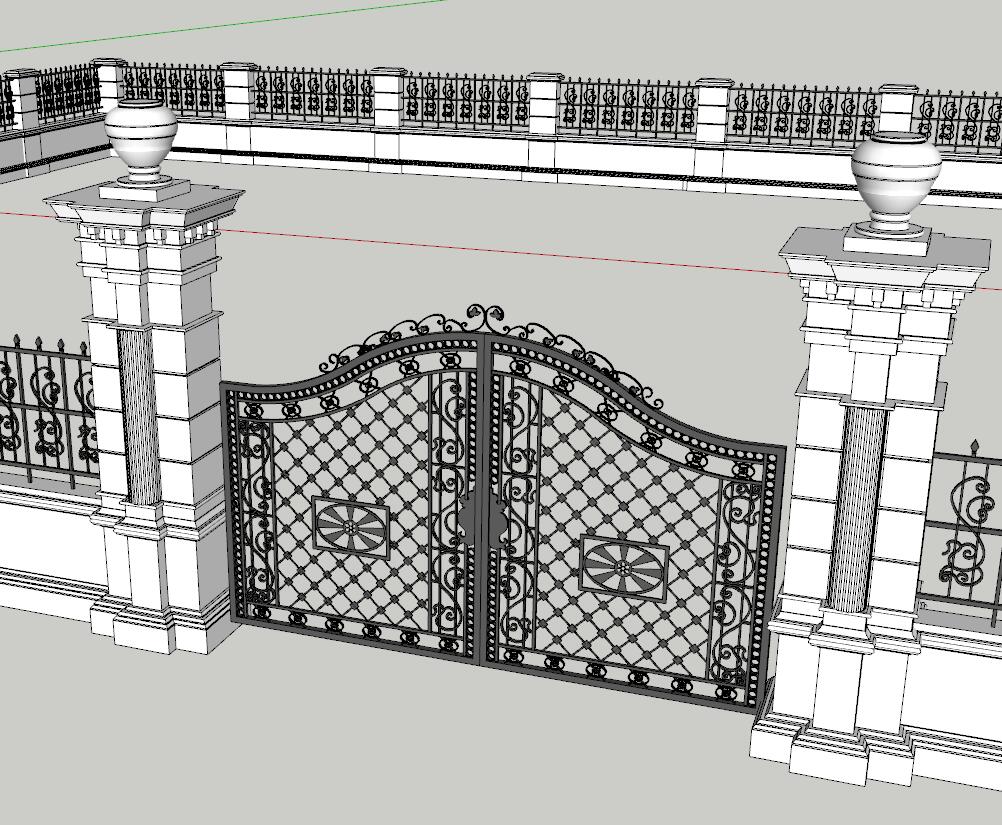 栏杆围栏SU模型sketchup模型52-SU建筑景观室内模型