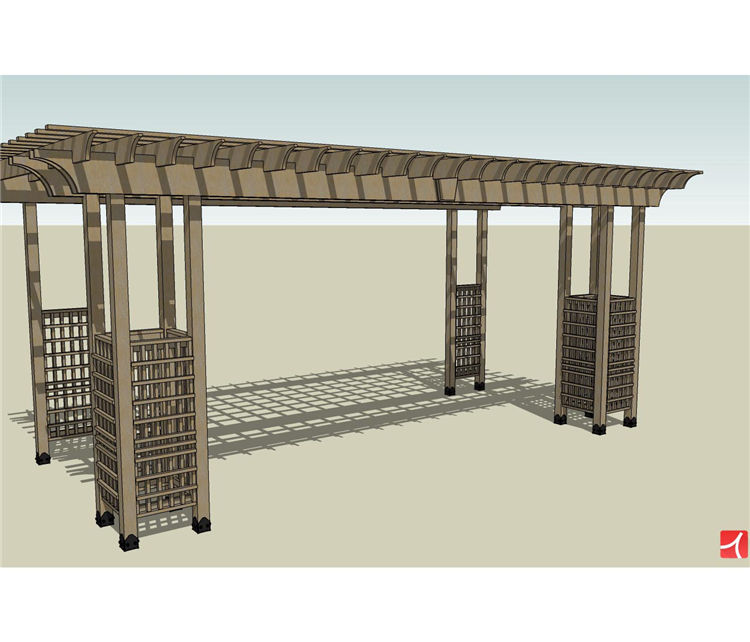 花架廊架sketchup模型2-SU建筑景观室内模型