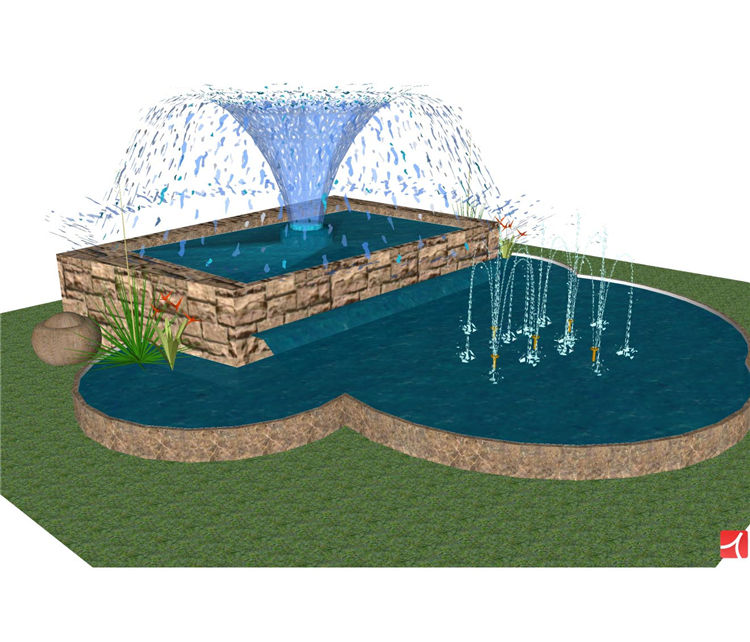 景观喷泉SU模型sketchup模型18-SU建筑景观室内模型