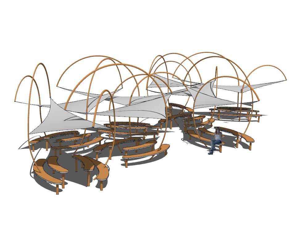 膜状构筑物SU模型sketchup模型14-SU建筑景观室内模型