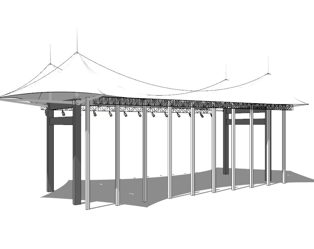 张拉膜状构筑物SU模型sketchup模型9-SU建筑景观室内模型