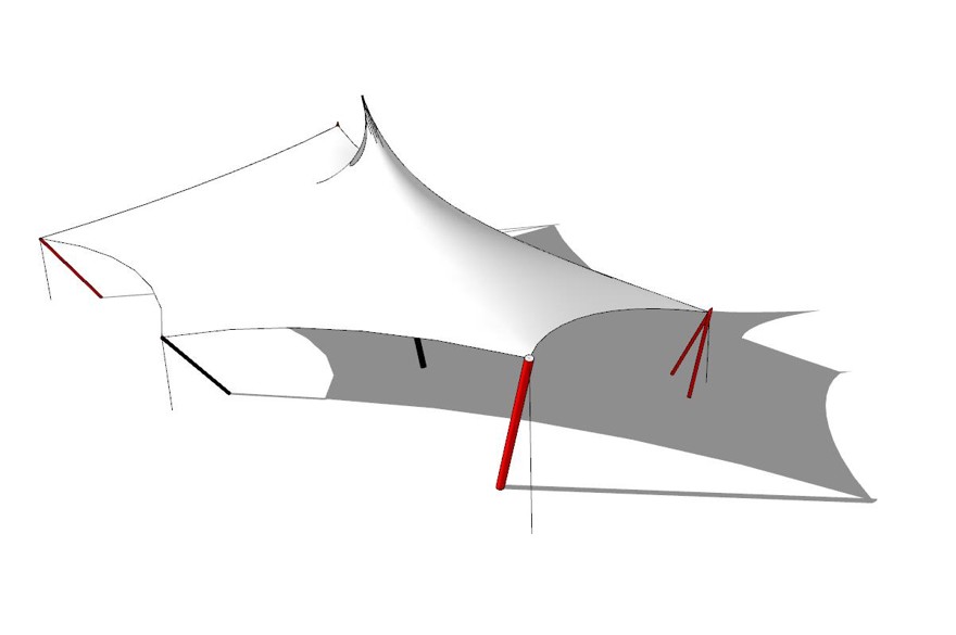 张拉膜状构筑物SU模型sketchup模型25-SU建筑景观室内模型