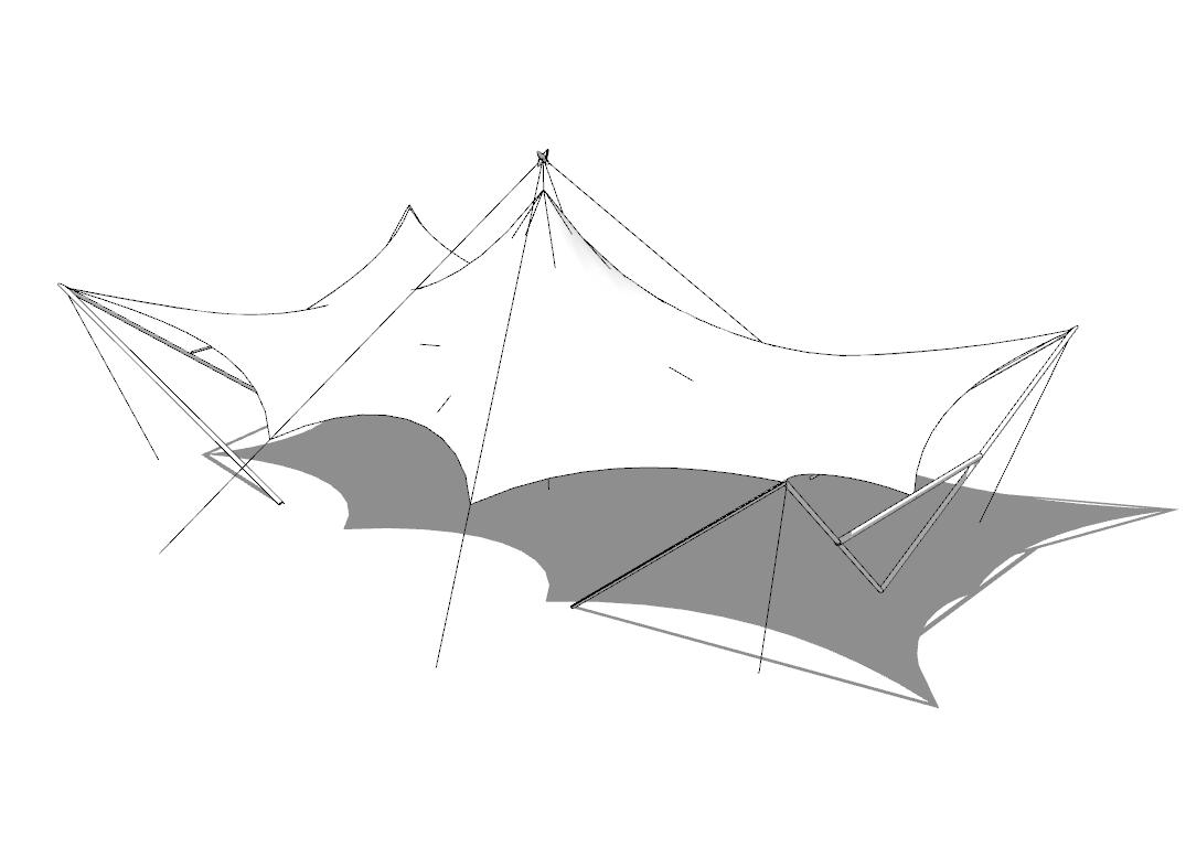 张拉膜状构筑物SU模型sketchup模型30-SU建筑景观室内模型