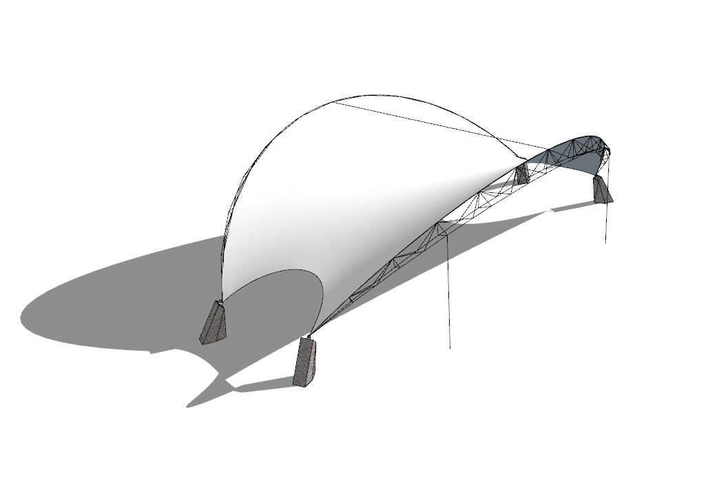 张拉膜状构筑物SU模型sketchup模型35-SU建筑景观室内模型