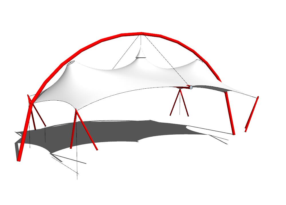 张拉膜状构筑物SU模型sketchup模型45-SU建筑景观室内模型