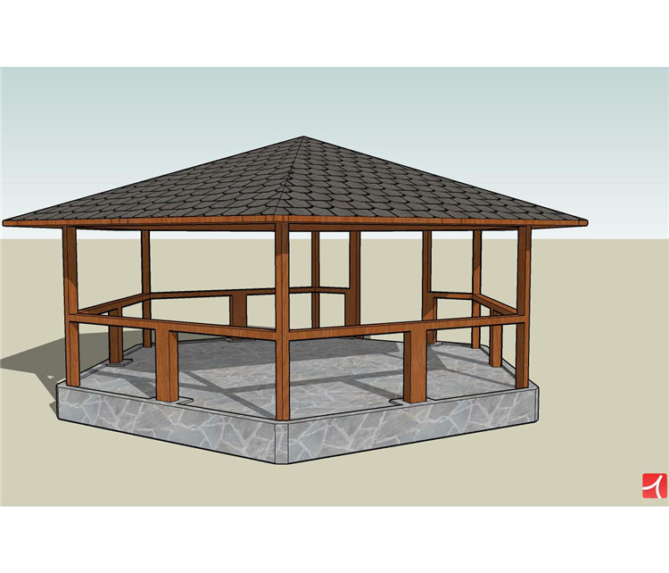 凉亭SU模型sketchup模型15-SU建筑景观室内模型