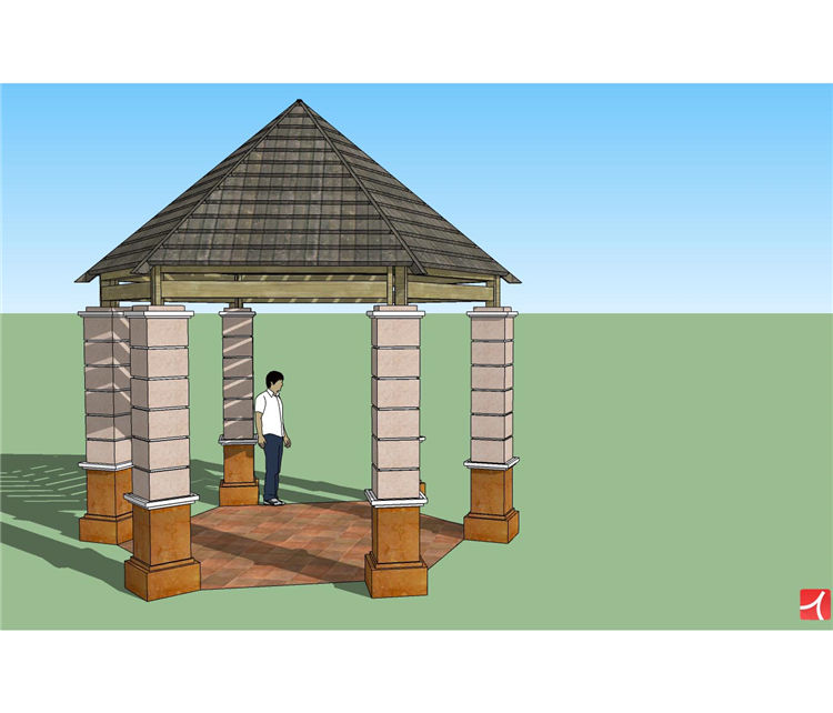 凉亭SU模型sketchup模型68-SU建筑景观室内模型