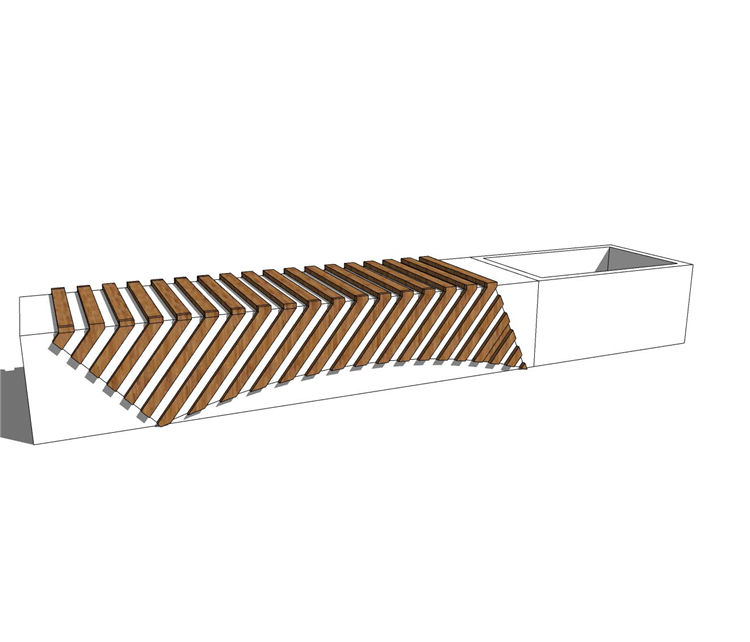 条形座椅sketchup模型13-SU建筑景观室内模型