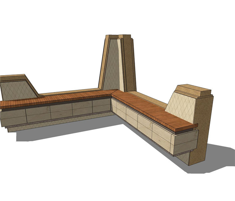 条形座椅sketchup模型17-SU建筑景观室内模型