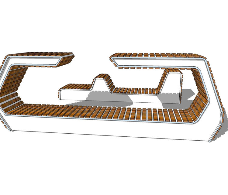 条形座椅sketchup模型53-SU建筑景观室内模型