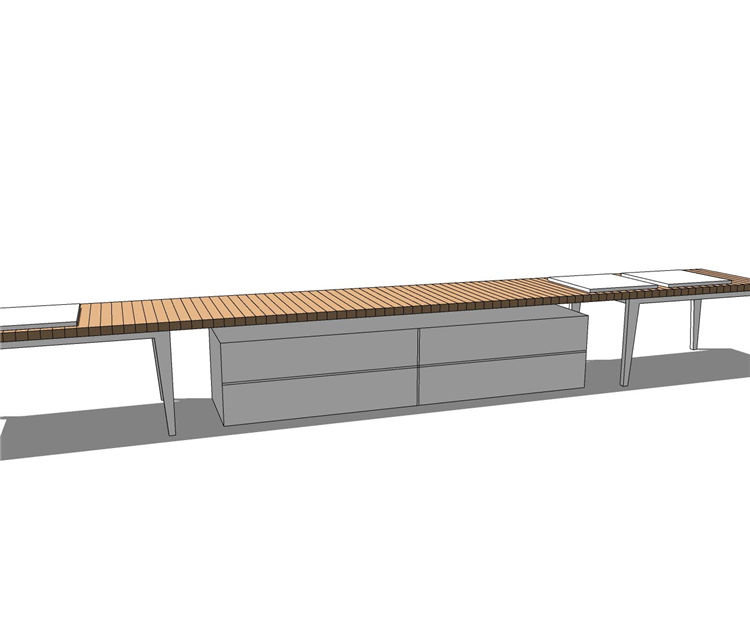 条形座椅sketchup模型115-SU建筑景观室内模型