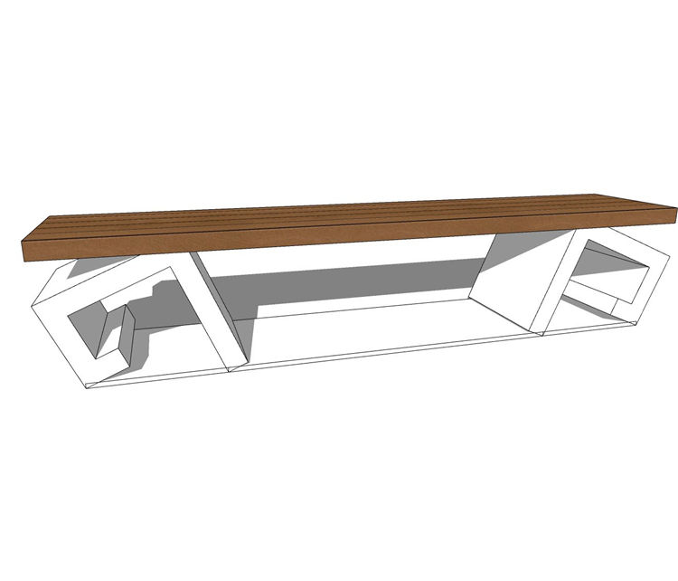 条形座椅sketchup模型148-SU建筑景观室内模型