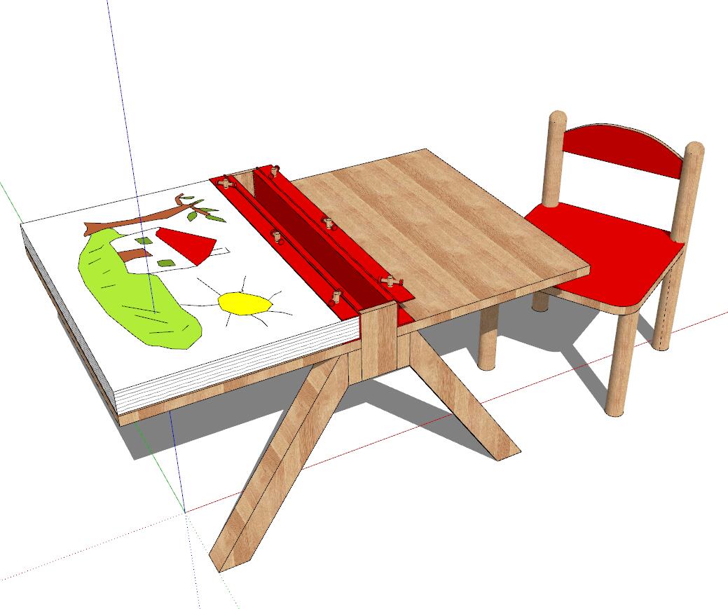 儿童桌椅SU模型sketchup模型24-SU建筑景观室内模型