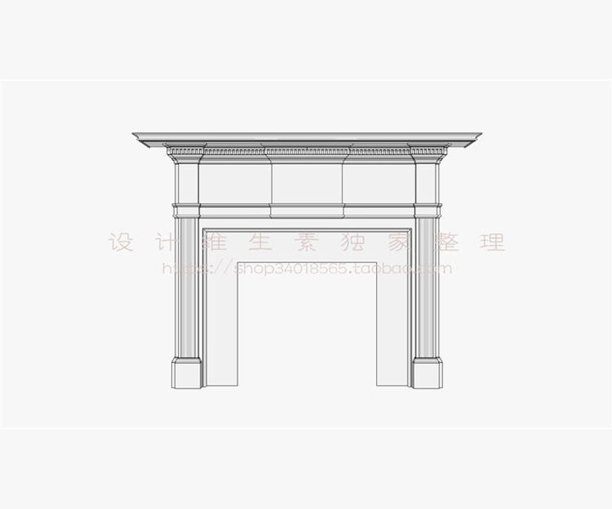 壁炉SU模型sketchup模型7-SU建筑景观室内模型