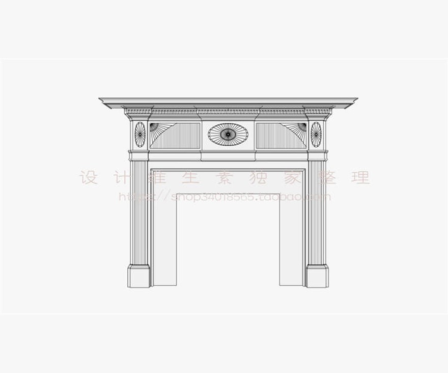 壁炉SU模型sketchup模型8-SU建筑景观室内模型