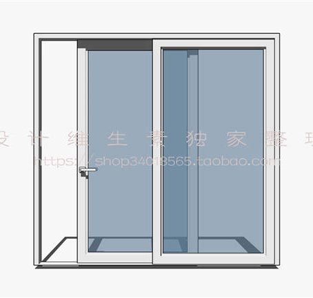 推拉门谷仓门SU模型sketchup模型2-SU建筑景观室内模型