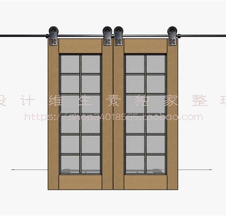 推拉门谷仓门SU模型sketchup模型11-SU建筑景观室内模型