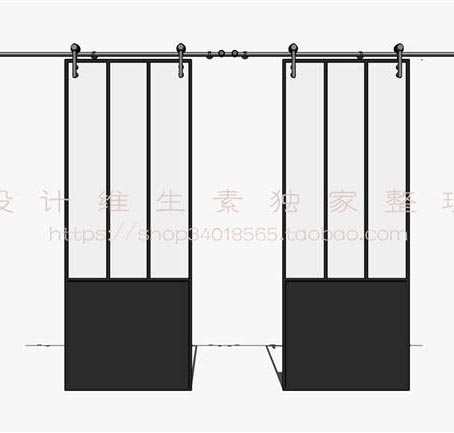 推拉门谷仓门SU模型sketchup模型12-SU建筑景观室内模型