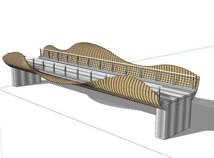 现代风风格桥SU模型sketchup模型2-SU建筑景观室内模型