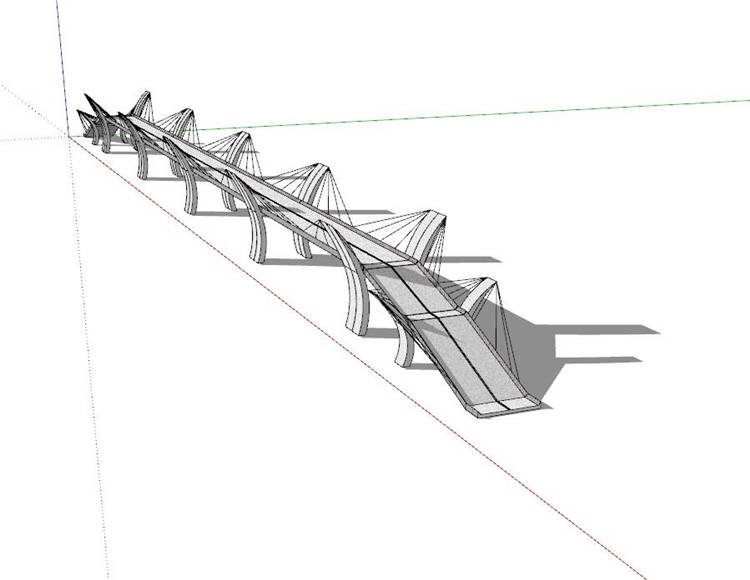 现代风风格桥SU模型sketchup模型13-SU建筑景观室内模型