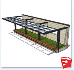 现代风廊架SU模型sketchup模型5-SU建筑景观室内模型