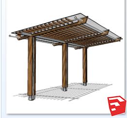 现代风廊架SU模型sketchup模型17-SU建筑景观室内模型