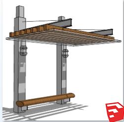 现代风廊架SU模型sketchup模型19-SU建筑景观室内模型