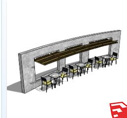 现代风廊架SU模型sketchup模型48-SU建筑景观室内模型