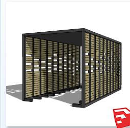 现代风廊架SU模型sketchup模型70-SU建筑景观室内模型