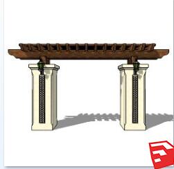 欧式美式廊架SU模型sketchup模型14-SU建筑景观室内模型