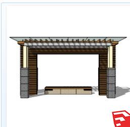 欧式美式廊架SU模型sketchup模型130-SU建筑景观室内模型