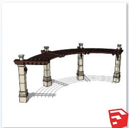 欧式美式廊架SU模型sketchup模型138-SU建筑景观室内模型