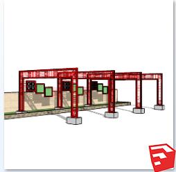 新中式风格廊架SU模型sketchup模型51-SU建筑景观室内模型