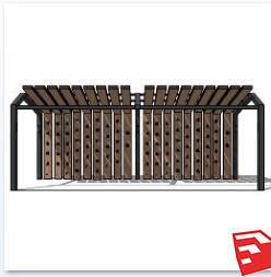 新中式风格廊架SU模型sketchup模型54-SU建筑景观室内模型