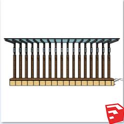 新中式风格廊架SU模型sketchup模型83-SU建筑景观室内模型